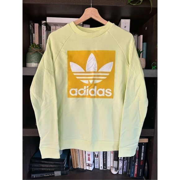 Adidas Yellow Trefoil Crewneck Sweatshirt Size Small - Picture 1 of 8